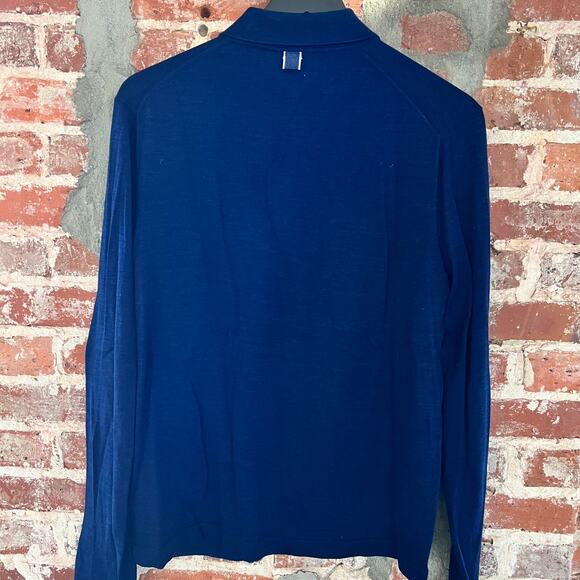 Blue Nails Thailand Indigo Men's Button Up Cardigan Fine Gauge Sweater Shirt L - Picture 5 of 6